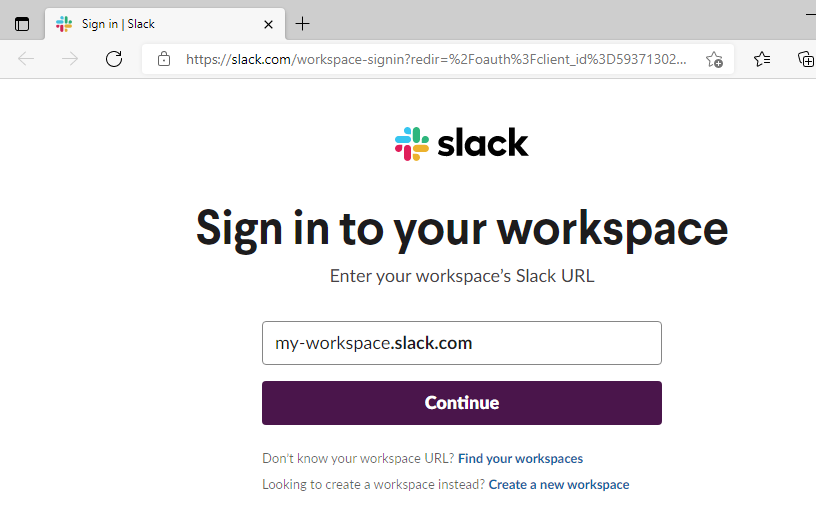 Sign in to a workspace
